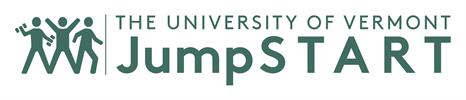 Logo depicting 3 exercising silhouette figures for The University of Vermont JumpSTART