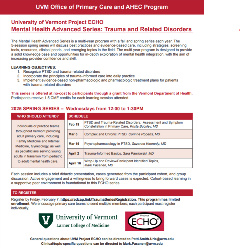 2025 UVM Project ECHO Mental Health Advanced Flyer