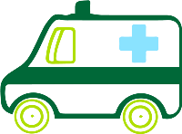 green and blue ambulance