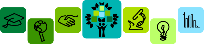 A row of green to blue squares representing the cores listed above