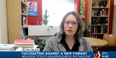 Beth Kirkpatrick being interviewed on WCAX News