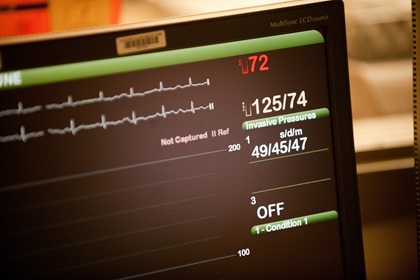 computer screen showing blood pressure numbers