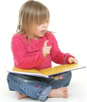 Young female child reading