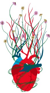 Drawing of heart with flowers Drawing of heart with flowers
