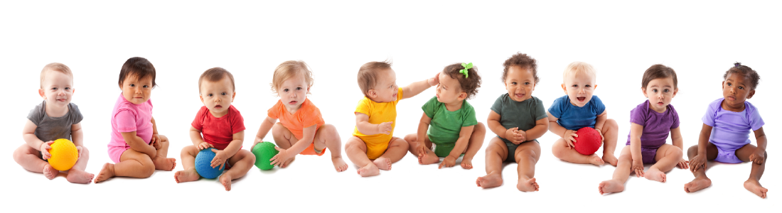 group of infants sitting side by side