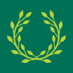 dark Green square with a green wreath on it