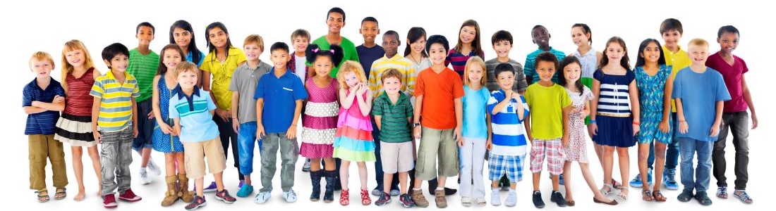 multi-age group of kids standing together