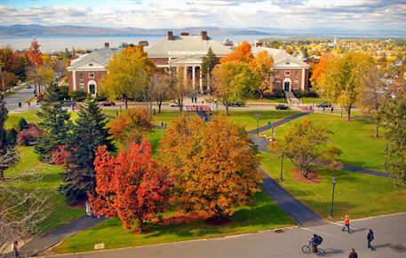 View of UVM's Waterman Building in Fall