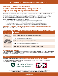 UVM ECHO 2026 Safer Opioid Prescribing Flyer