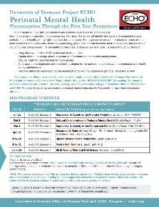 UVM ECHO Perinatal Mental Health Flyer FY22 PAGE 1
