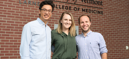 Larner students Erik Zhang, Krisandra Kneer, and  Tyler Harkness